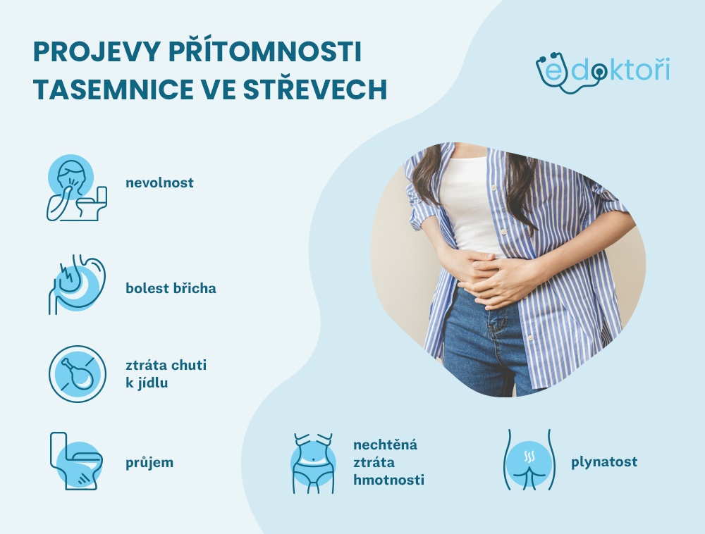 Projevy tasemnice ve střevech