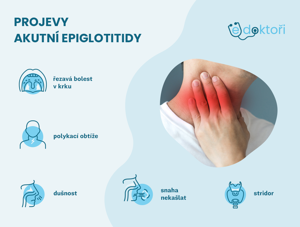 příznaky akutní epiglotitidy